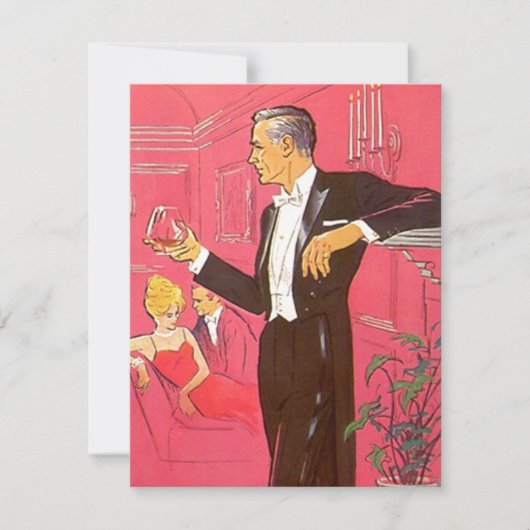 レトロのスタイルのカクテルパーティーのバーの招待状の夕食 招待状 (正面)