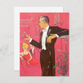 レトロのスタイルのカクテルパーティーのバーの招待状の夕食 招待状 (正面/裏面)