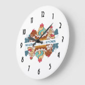 レトロのスタイルのカップケーキの甘いデザートの台所 ラージ壁時計 (傾斜)