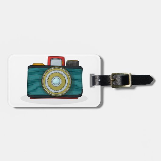 レトロのスタイルのカメラの荷物のラベル ラゲッジタグ (正面横)