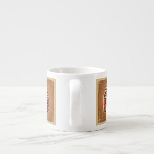 レトロのスタイルのケーキのイラストレーション エスプレッソカップ (裏面)