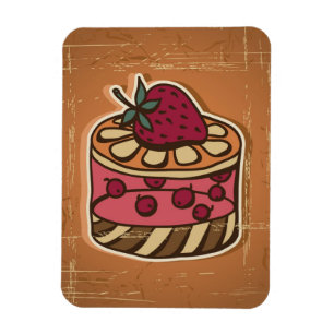 レトロのスタイルのケーキのイラストレーション マグネット
