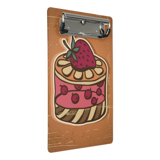 レトロのスタイルのケーキのイラストレーション ミニクリップボード (アングル)