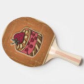レトロのスタイルのケーキのイラストレーション 卓球ラケット (横)