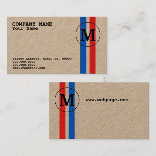 レトロのスタイルのヴィンテージは2つストライプなクラフトをインスパイア 名刺 (正面/裏面)