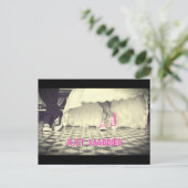 レトロのスタイルの五十年代のダイナーの結婚式のカップル ポストカード (スタンド正面)