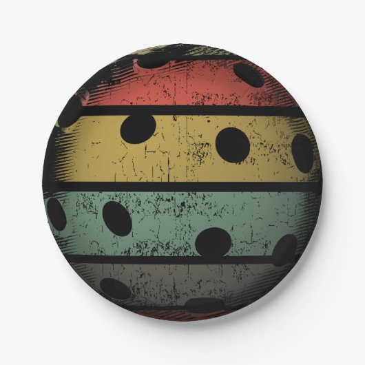 レトロのスタイルの動揺してなPickleballの芸術 ペーパープレート (正面)