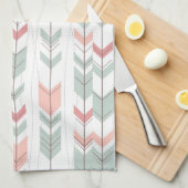 レトロのスタイルの幾何学的なパターン キッチンタオル (四つ折り)