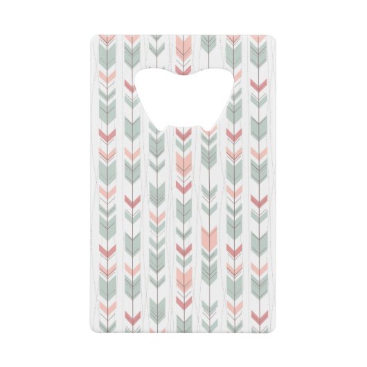 レトロのスタイルの幾何学的なパターン クレジットカード栓抜き (正面)