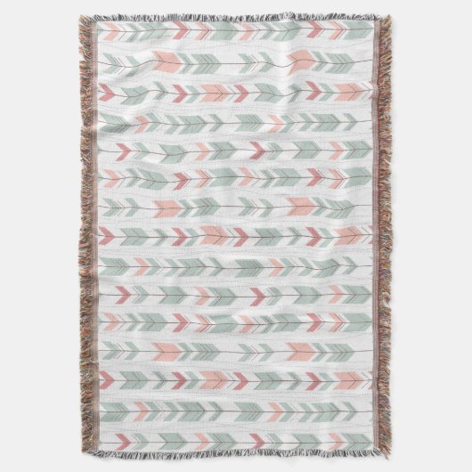 レトロのスタイルの幾何学的なパターン スローブランケット (正面縦)