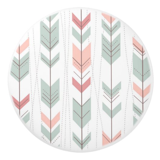 レトロのスタイルの幾何学的なパターン セラミックノブ (正面)