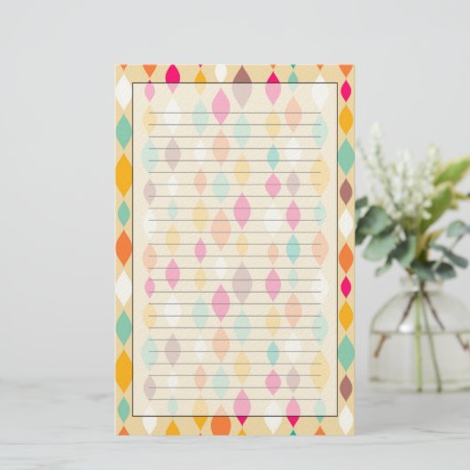 レトロのスタイルの抽象芸術パターン 便箋 (スタンド正面)