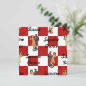 レトロのスタイルの招待状の赤い白はスクエアダンスを点検しました 招待状 (スタンド正面)