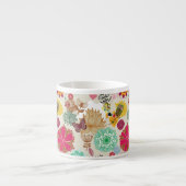 レトロのスタイルの花パターン エスプレッソカップ (正面)