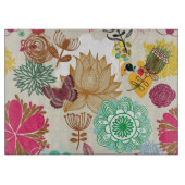 レトロのスタイルの花パターン カッティングボード (正面)