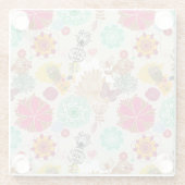 レトロのスタイルの花パターン ガラスコースター (裏面)