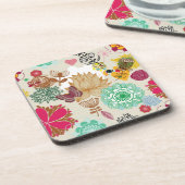レトロのスタイルの花パターン コースター (左側)