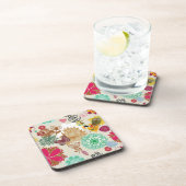 レトロのスタイルの花パターン コースター (右側)