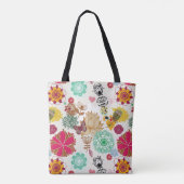 レトロのスタイルの花パターン トートバッグ (裏面)