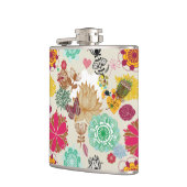 レトロのスタイルの花パターン フラスク (左)