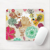 レトロのスタイルの花パターン マウスパッド (マウス)