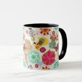 レトロのスタイルの花パターン マグカップ (正面右)