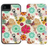 レトロのスタイルの花パターン INCIPIO iPhoneウォレットケース (フォリオ Open)