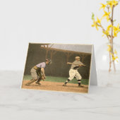 レトロのスタイルの野球の挨拶 カード (黄色い花)