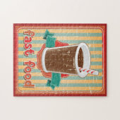 レトロのスタイルの飲み物が付いているファースト・フードの背景 ジグソーパズル (横)