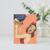 レトロのスタイルの驚きのパーティの招待状の気球gal 招待状 (スタンド正面)