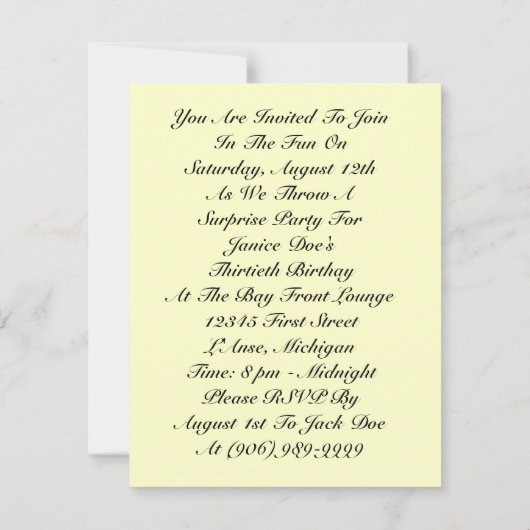 レトロのスタイルの驚きのパーティの招待状の気球gal 招待状 (裏面)