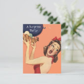 レトロのスタイルの驚きのパーティの招待状の気球gal 招待状 (スタンド正面)