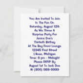 レトロのスタイルの驚きのパーティの招待状の気球gal 招待状 (裏面)