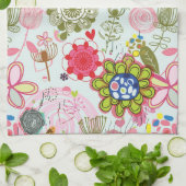レトロのスタイル2の花パターン キッチンタオル (折り畳み)