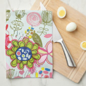 レトロのスタイル2の花パターン キッチンタオル (四つ折り)