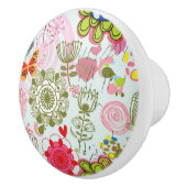 レトロのスタイル2の花パターン セラミックノブ (右)