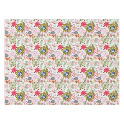 レトロのスタイル2の花パターン テーブルクロス (正面(横))