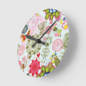 レトロのスタイル2の花パターン ラウンド壁時計 (傾斜)