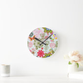 レトロのスタイル2の花パターン ラウンド壁時計 (ホーム)