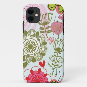 レトロのスタイル2の花パターン iPhone 11 ケース