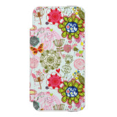 レトロのスタイル2の花パターン INCIPIO iPhoneウォレットケース (フォリオ 正面)