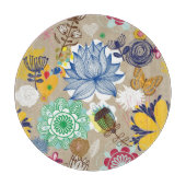 レトロのスタイル3の花パターン カッティングボード (正面)