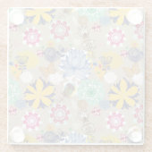 レトロのスタイル3の花パターン ガラスコースター (裏面)