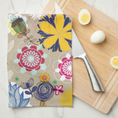 レトロのスタイル3の花パターン キッチンタオル (四つ折り)