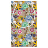 レトロのスタイル3の花パターン スモールペーパーバッグ (裏面)