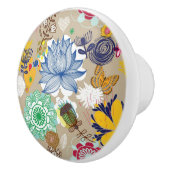 レトロのスタイル3の花パターン セラミックノブ (右)