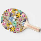 レトロのスタイル3の花パターン 卓球ラケット (横)