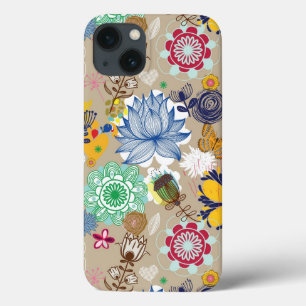 レトロのスタイル3の花パターン iPhone 13ケース