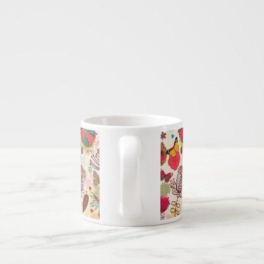 レトロのスタイル4の花パターン エスプレッソカップ (裏面)