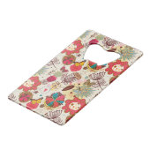 レトロのスタイル4の花パターン クレジットカード栓抜き (正面アングル)